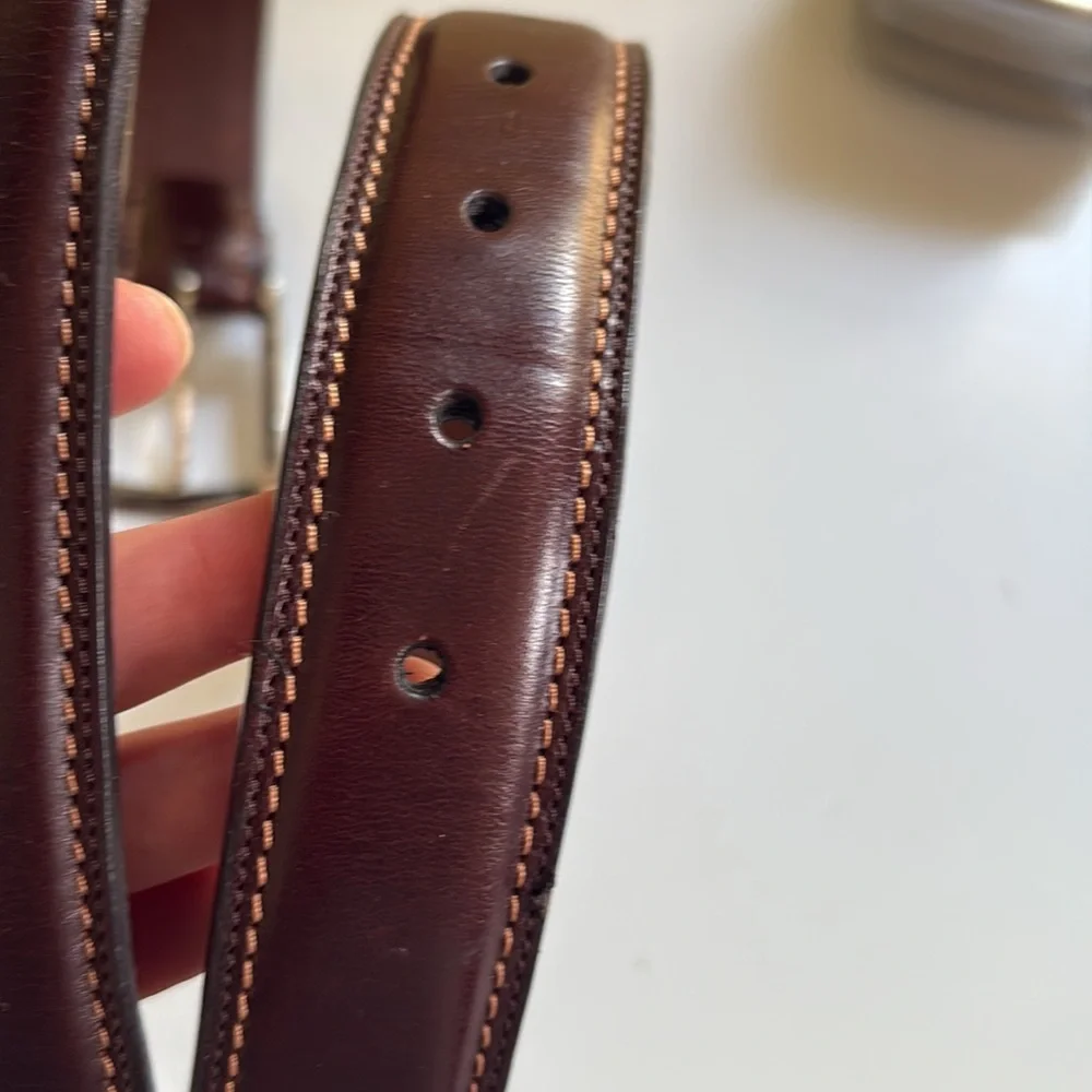 Unbranded brown stitched leather Belt Size 40